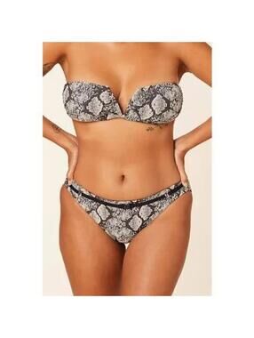 NWT Andie Swim Riviera Bikini Bottom, Snake Print, size L